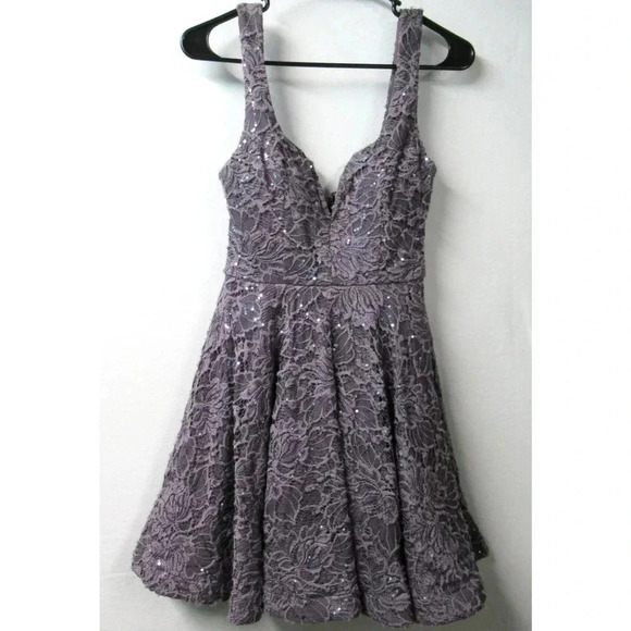 Xtraordinary Dresses & Skirts - Dusty Purple Short Flair Lace Tulle Mini Pary Dress by Xtraordinary Junior Sz 1
